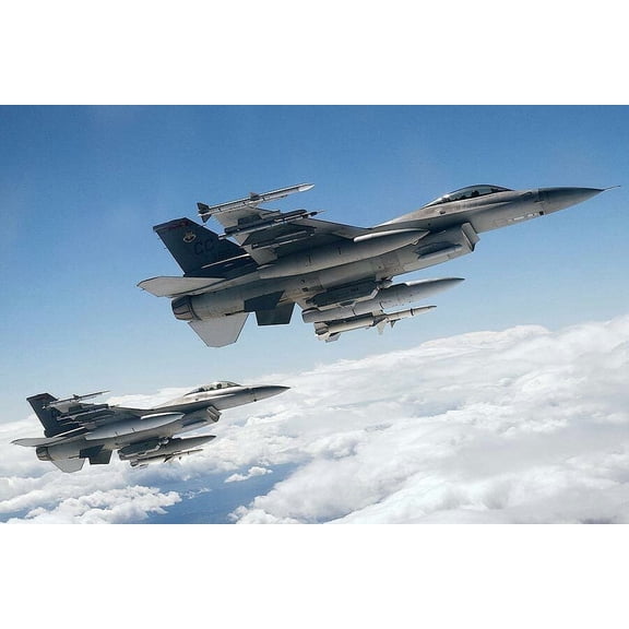 F-16 Fighting Falcons in Flight Style - A - 20x30 Inch Laminated Aviation Poster - Stunning Detail and Bold Colors