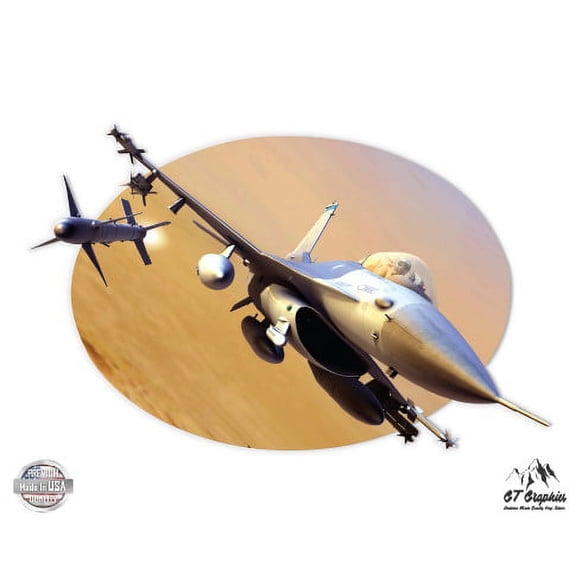 F-16 Military Jet - 12" Vinyl Sticker Waterproof Decal