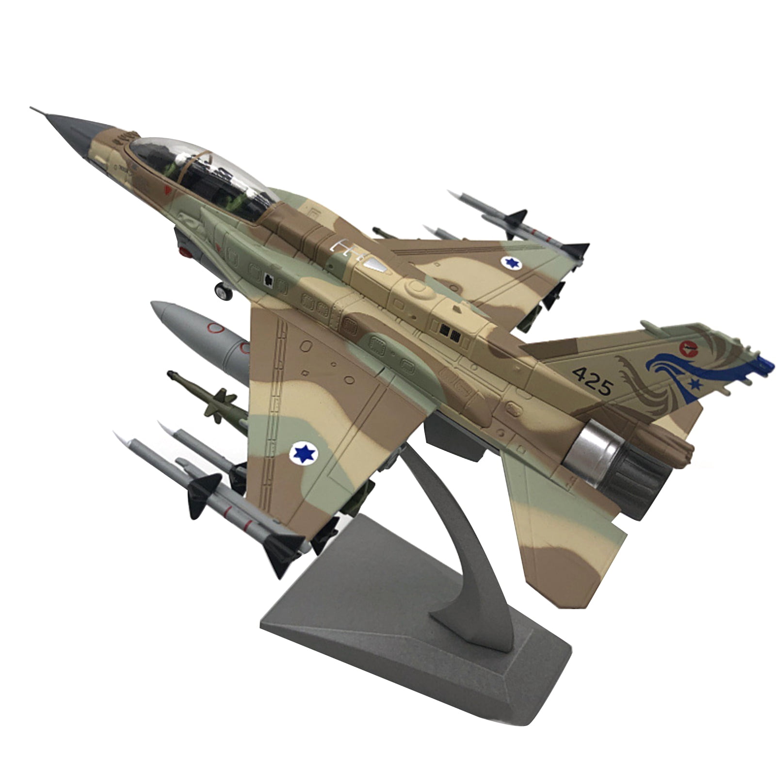 F-16I Fighter Airplane Model for Aviation Display Israeli Air Force Theme, Diecast Alloy Construction, 20.5cm Long