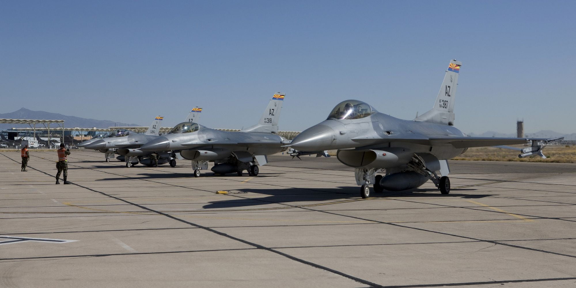 F-16s line up at the end of the runway for preflight checks Canvas Art - HIGH-G ProductionsStocktrek Images (20 x 10)