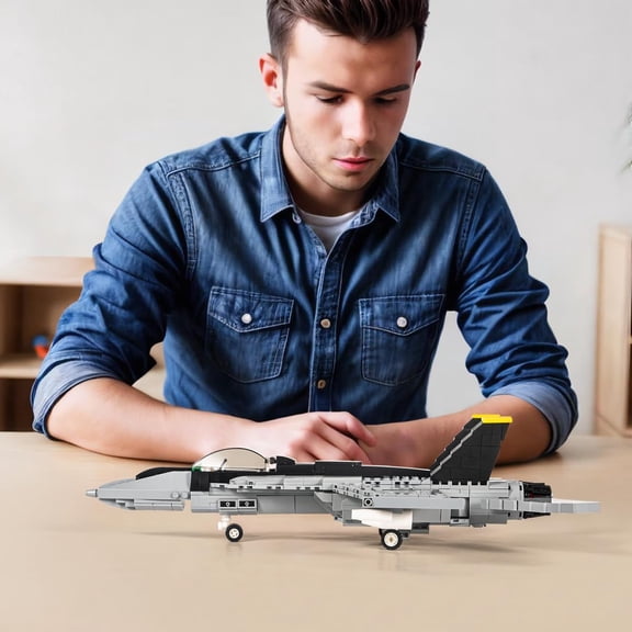 F-18 Bumblebee Fighter Military Army Airplane Building Bricks Set, 700+ Pieces Air-Force Build Blocks Toy, Gift for Kid and Adult