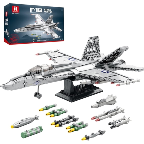 F-18 Fighter Jet Building Sets for Adults, Military Hornet Fighter Display Model 33022, Technical Military Plane Collectible Set, Toys Gifts for Aviation Fans Adults (1387 PCS)