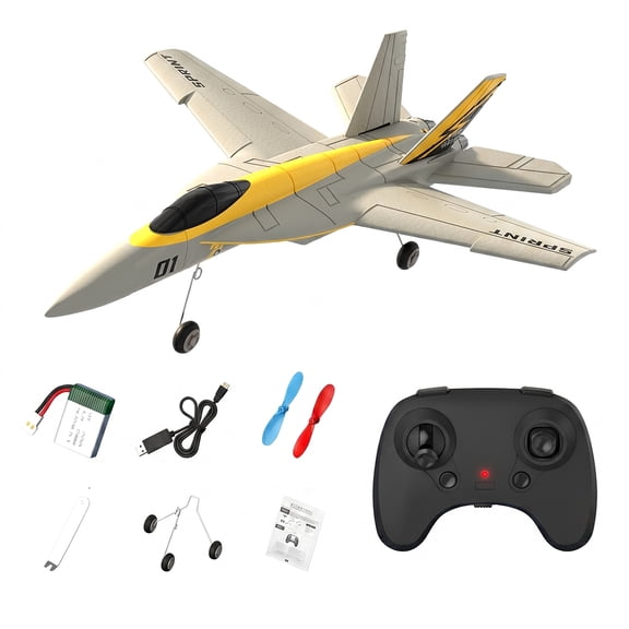 F-18 Remote Control Fighter Jet, 2.4GHz 2-Channel Fixed-Wing EPP Foam RC Plane with LED Lights, 6-Axis Gyro, Dual Motor, Hand Launch & Glide Takeoff for Adults
