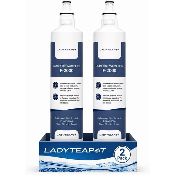 F-2000 Water Filter, Compatible With InSinkErator F-2000, F-1000, Water Filter Replacement (2 Pack)