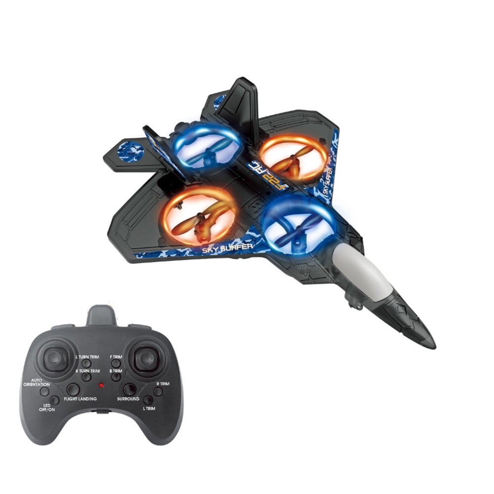 F-22 Fighter Jet Stunt RC Toy – 4-Channel Remote Control Aircraft with LED Lights, Auto Flip, One-Key Takeoff/Landing – Crash-Resistant EPP Foam – Perfect for Beginners & Teens 14+