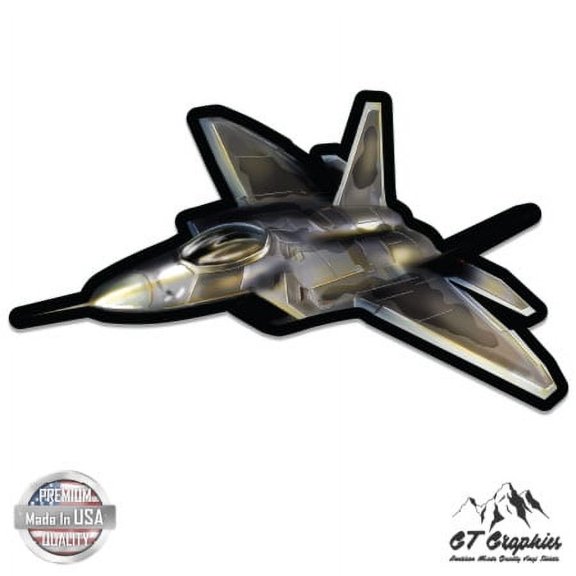 F 22 Raptor Fighter Jet - 3" Vinyl Sticker - For Car Laptop I-Pad Phone Helmet Hard Hat - Waterproof Decal
