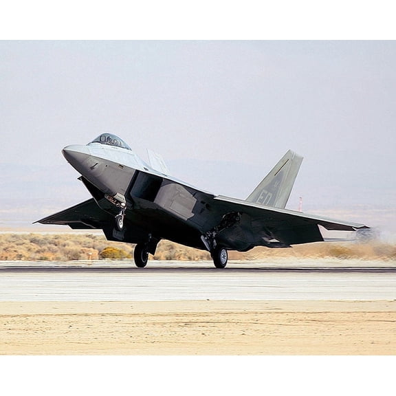 F-22 Raptor Fighter Jet Landing - 12x18 Inch Laminated Aviation Poster - Stunning Detail and Bold Colors