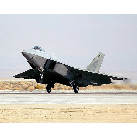 F-22 Raptor Fighter Jet Landing Style - B - 24x36 Inch Laminated Aviation Poster - Stunning Detail and Bold Colors
