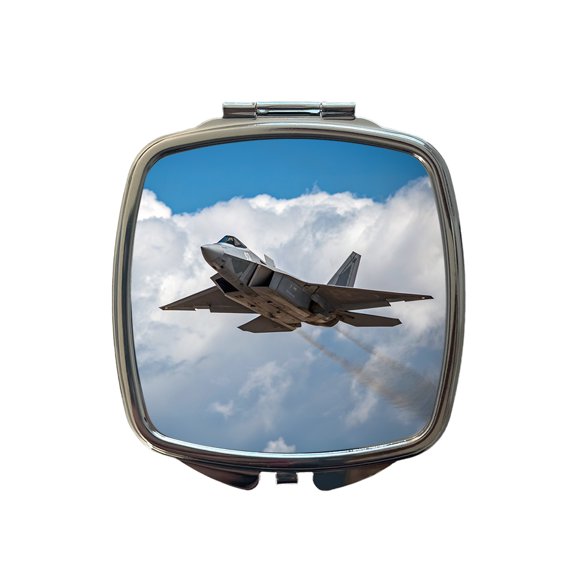 F-22 Raptor In Flight US Air Force Fighter Plane Travel Makeup Handbag Purse Small Pocket Compact Mirror