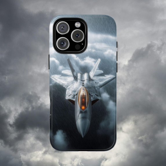 F-22 Raptor Jet Fighter Plane in Clouds Aviation Art Case with iPhone 17 to 11 Pro Max A00163