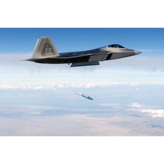 F-22 Raptor Releases A 1 000-Pound Over The Utah Test And Training Range During Weapons Evaluation. October 20 2005.