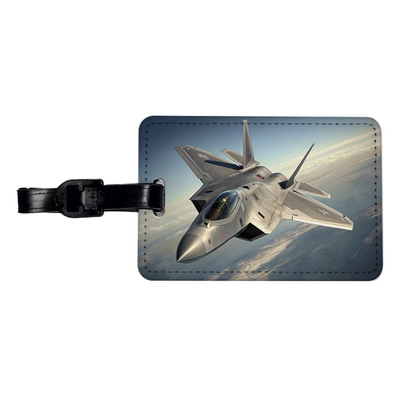 F-22 Raptor US Air Force Air Superiority Fighter Plane Faux Leather Travel Luggage Tag