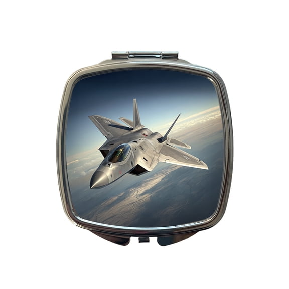 F-22 Raptor US Air Force Air Superiority Fighter Plane Travel Makeup Handbag Purse Small Pocket Compact Mirror