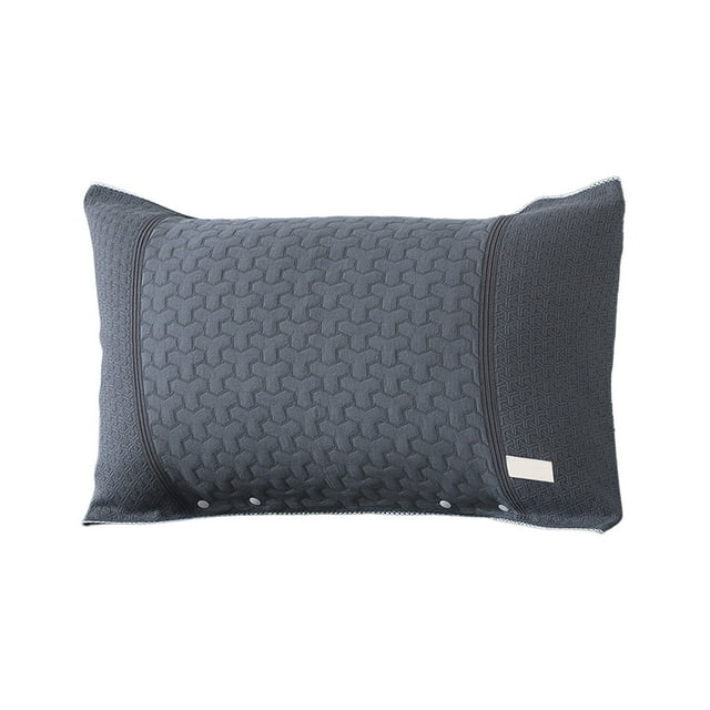 F-265 Dark Grey Soft Pillow Protector Cover Cotton Non Slip Design Breathable Bedding Case With Button Closure #Ae807