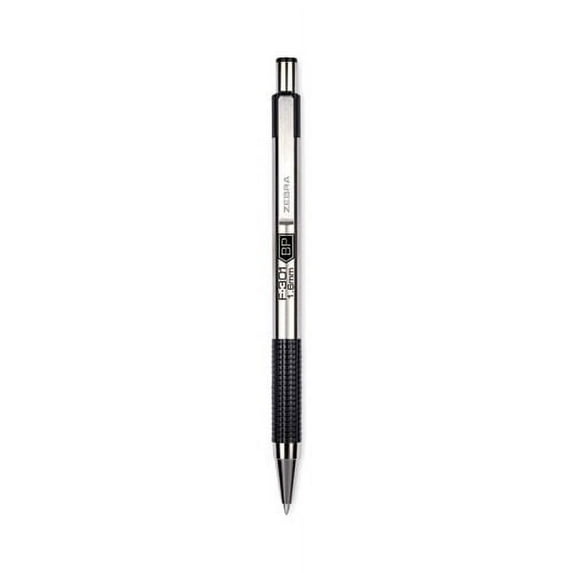 F-301 Ballpoint Pen, Retractable, Bold 1.6 mm, Black Ink, Stainless Steel/Black Barrel, 12/Pack | Bundle of 10 Dozen