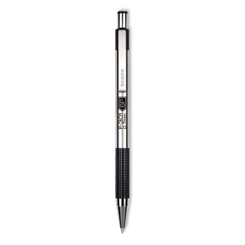 F-301 Ballpoint Pen, Retractable, Fine 0.7 Mm, Black Ink, Stainless Steel/black Barrel | Bundle of 2 Dozen