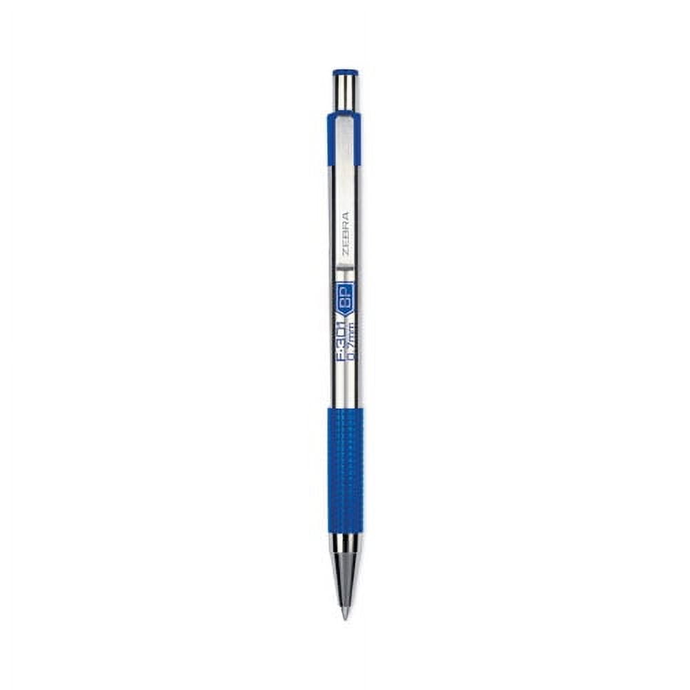 "F-301 Ballpoint Pen, Retractable, Fine 0.7 Mm, Blue Ink, Stainless Steel/blue Barrel, 2/pack | Bundle of 2 Packs"