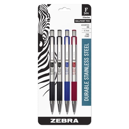 Zebra Pen Ballpoint Fine Point, 0.7mm, Assorted A, 4-Pack