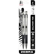 Zebra Pen F-301 Stainless Steel Retractable Ballpoint Pen, Fine Point, 0.7mm, Black Ink, 2-Count
