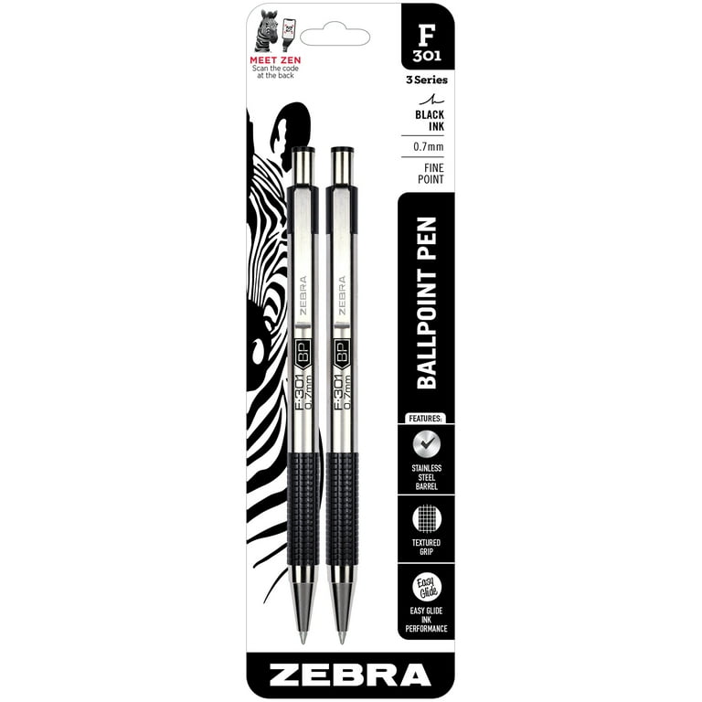 F-301 Ballpoint Pen, Retractable, Fine 0.7 mm, Black Ink, Stainless Steel/Black Barrel, 2/Pack F-301 Ballpoint Pen, Retractable, Fine 0.7 mm, Black Ink, Stainless Steel/Black Barrel, 2/Pack