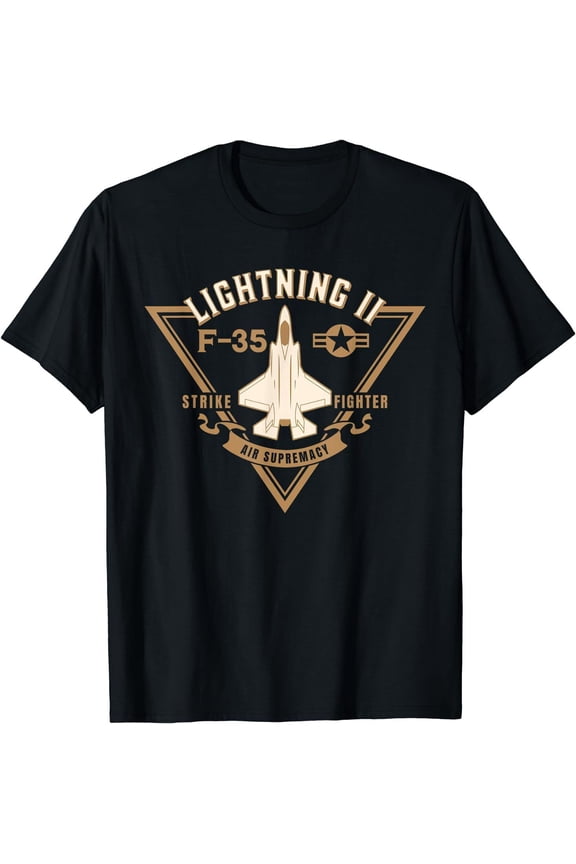 F-35 Lightning II Jet Fighter Military Aircraft Design T-Shirt Size S-5XL