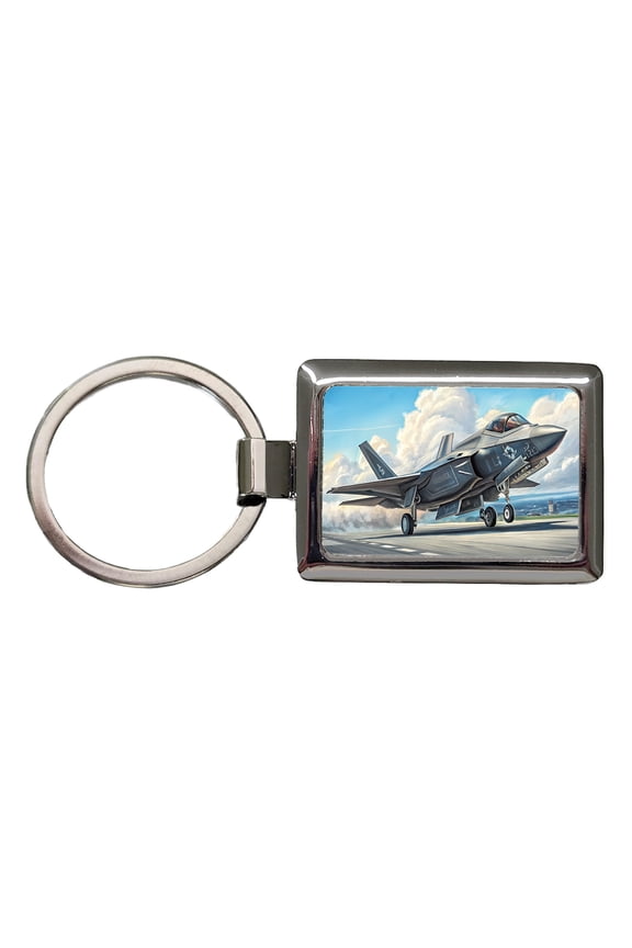 F-35 Lightning II US Air Force Navy Marines Strike Fighter Plane Metal Rectangle Keychain