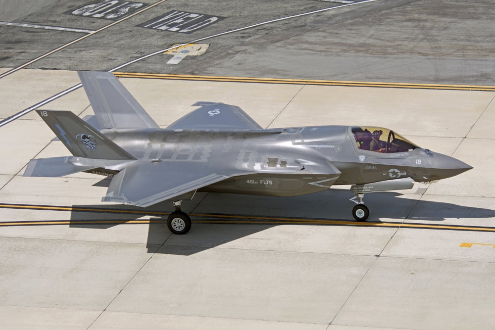 F-35B on the flight line Nellis Air Force Base Nevada Canvas Art - Phil WallickStocktrek Images (34 x 23)