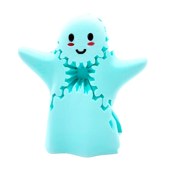 F 3D Printed Cute Ghost Gear Cube - Printed Toy With Interlocking Rotating Gears For Play And Decoration All Ages