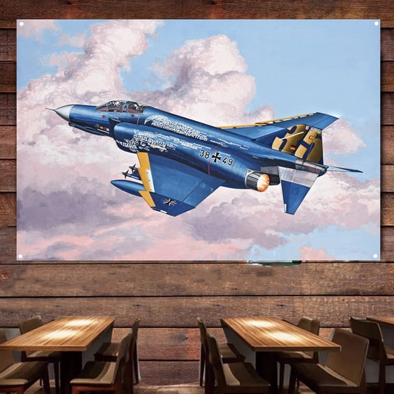 F-4 Phantom Fighter Jet Tapestry Wall Art - Experience Aviation Military Artwork with Attack Aircraft Poster Wall Charts - Print Art Flag & Banner Wall Background Decor 38" x 57"