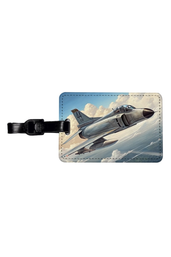 F-4 Phantom II Fighter Bomber Jet Plane Faux Leather Travel Luggage Tag