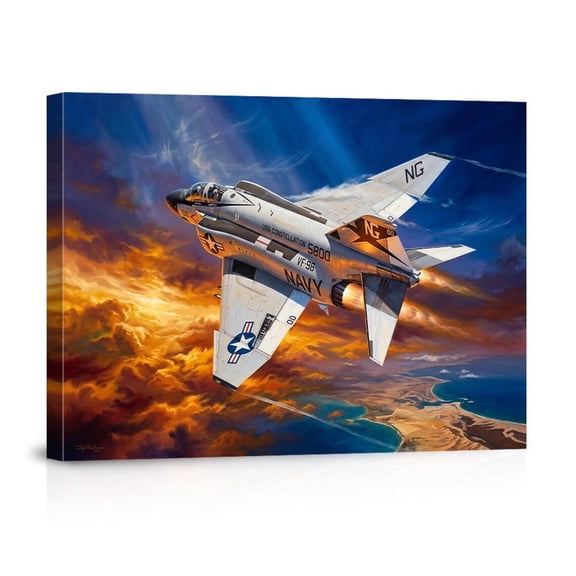 F-4 Phantom II Navy Jet Vintage Military Aviation USS Constellation For Living Room Man Cave Office Canvas