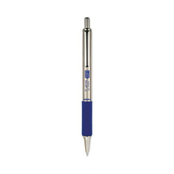 F-402 Ballpoint Pen, Retractable, Fine 0.7 Mm, Blue Ink, Stainless Steel/blue Barrel, 2/pack | Bundle of 10 Packs
