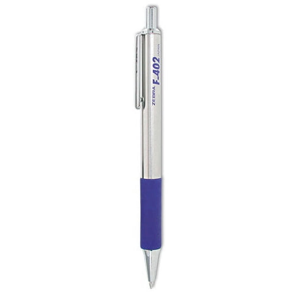 F-402 Ballpoint Pen, Retractable, Fine 0.7 Mm, Blue Ink, Stainless Steel/blue Barrel | Bundle of 2 Each