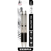 Zebra F-402 Ballpoint Stainless Steel Retractable Pen, 0.7mm, Black Ink