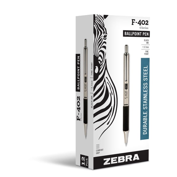 F-402 Retractable Ballpoint 0.7mm Black Dozen