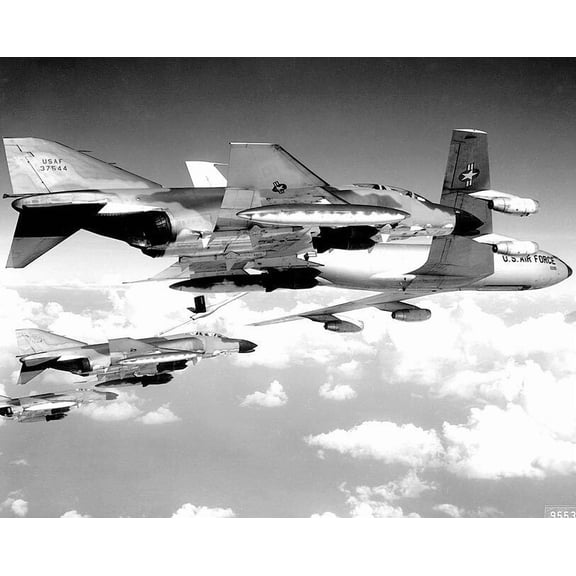 F-4C / F-4 Phantom Bomber & KC-135 Tanker - 24x36 Inch Glossy Laminated Aviation Poster - Stunning Detail and Bold Colors