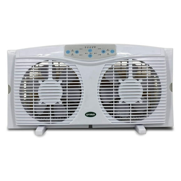 F-5286 Reversible Window Fan with Thermostat and LED, 8-Inch, White