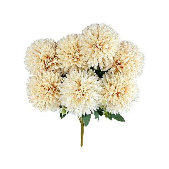 F 7 Head Artificial Button Mum Spray, Realistic Small Flower For Diy Craft And Vase, 12 Inch For Home Arrangement