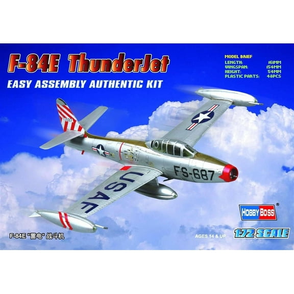 F-84E Thunderjet 1/72 Scale Plastic Model Kit by Hobby Boss