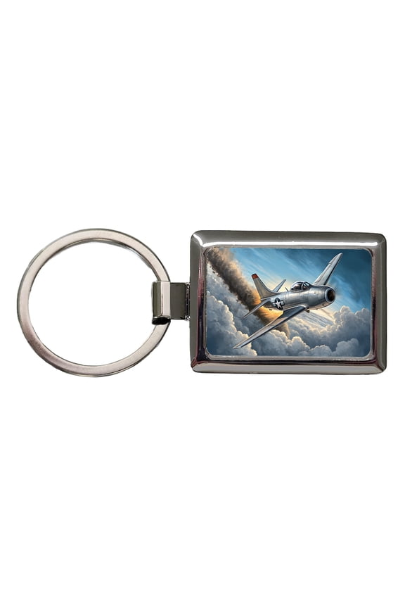 F-86 Sabre Jet Fighter Plane Metal Rectangle Keychain