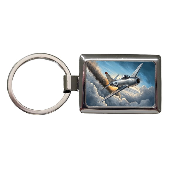F-86 Sabre Jet Fighter Plane Metal Rectangle Keychain