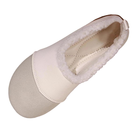 F-872 Beige Ladies Casual Solid Color Round Toe Loafers Low Block Heel Versatile Fashionable Flats Comfortable Womens Shoes