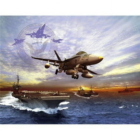 F & A-18 Hornet Taking Off of A U.S. Navy Aircraft Carrier Poster Print, 32 x 24 - Large