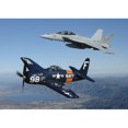 thumbnail image 1 of F/A-18 Hornet and F8F Bearcat flying over Chino  California Poster Print, 1 of 2