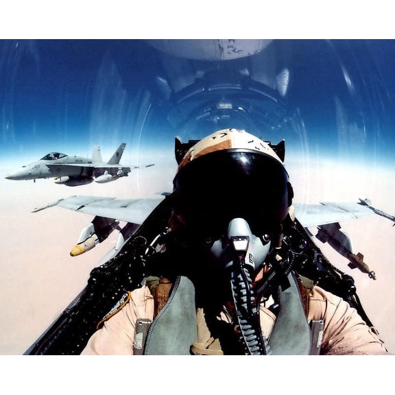 F/A-18 View of Pilot in Cockpit F-18 Style - A - 20x30 Inch Laminated Aviation Poster - Stunning Detail and Bold Colors