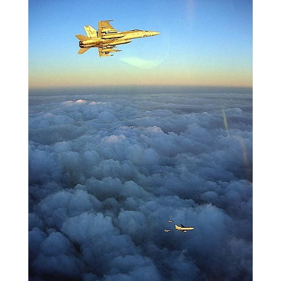 F/A-18C Hornets W/ RAF L-1011 Refueling Aircraft - 20x30 Inch Laminated Aviation Poster - Stunning Detail and Bold Colors