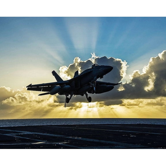 F/A-18E Super Hornet Lands on USS George Washington - 12x18 Inch Laminated Aviation Poster - Stunning Detail and Bold Colors