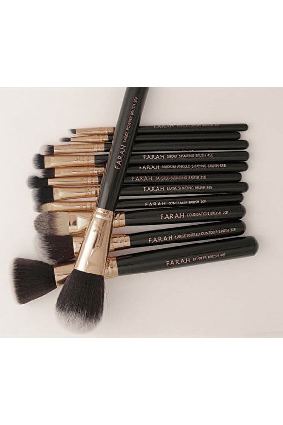 F.A.R.A.H 12 Piece Luxe Makeup Brush Set with Case (Coral)