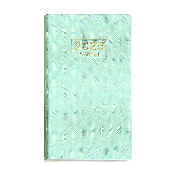 F A6 Leather Cover Notebook 2025 Daily Planner Organizer Schedule Journal With 60 Sheets 120 Pages For Students Office School Home Use 173X96Mm