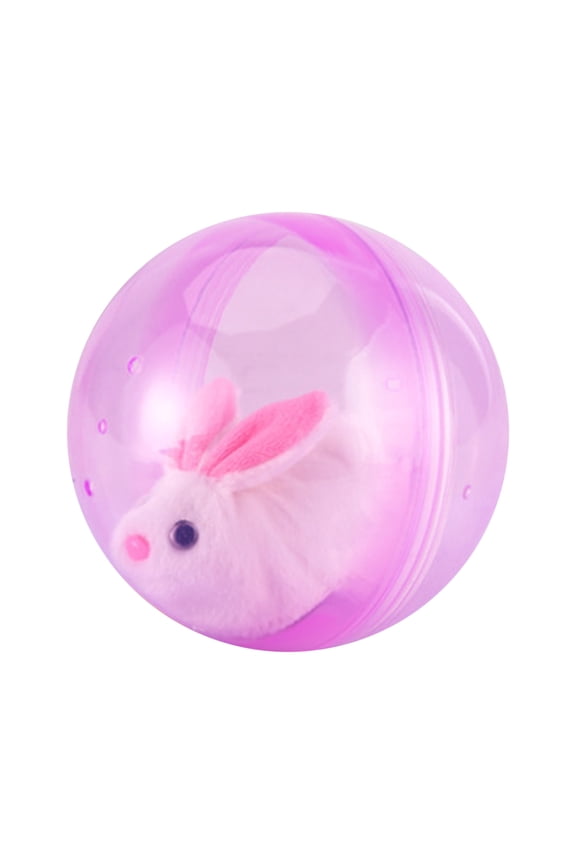 F Animal Rolling Ball Toy With Transparent Case Electric Motorized Pet Toy For Cats Kids Interactive Play 12.5X12.5Cm Rabbit Pink Ball Version